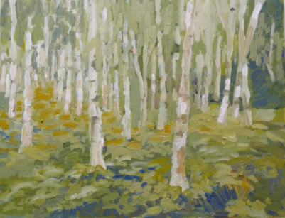 Birches, 12"x14" acrylic on canvas, 2002