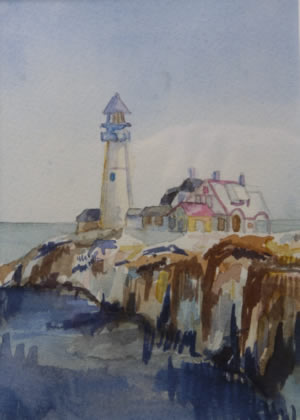 Portland Headlight, Maine 5"x7" watercolor, 2002