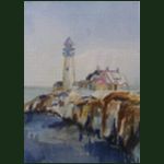 Portland Headlight, Maine 5"x7" watercolor, 2002