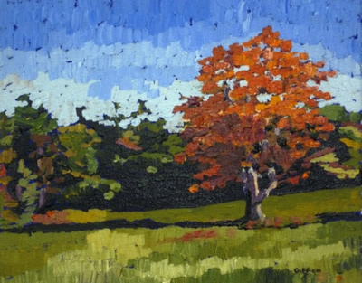 Vaughn Tree, Hallowell Maine, 8"x10" acrylic on canvas, 2006